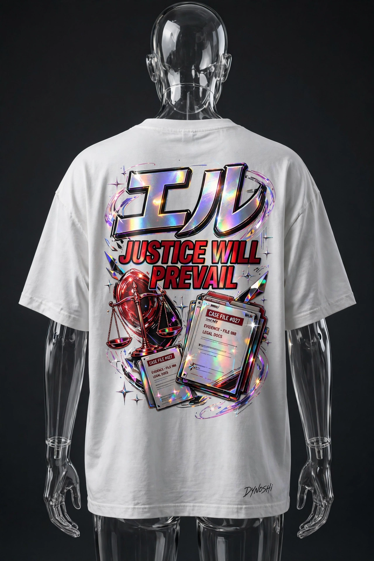 L Lawliet - Justice Will Prevail Mantra - Premium Oversized Anime T-Shirt - DYNOSHI