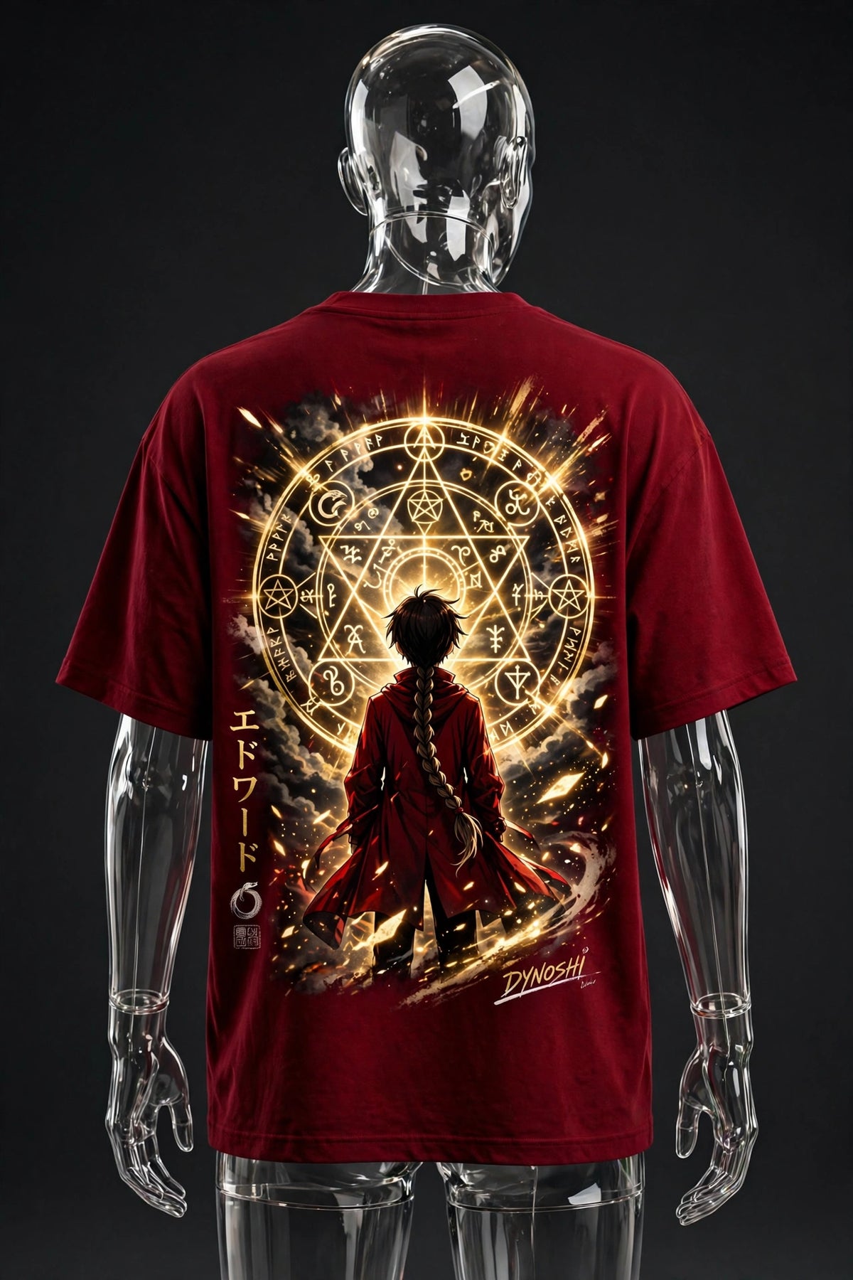 Edward Elric - Circle Sun Silhouette - Premium Oversized Anime T-Shirt - DYNOSHI