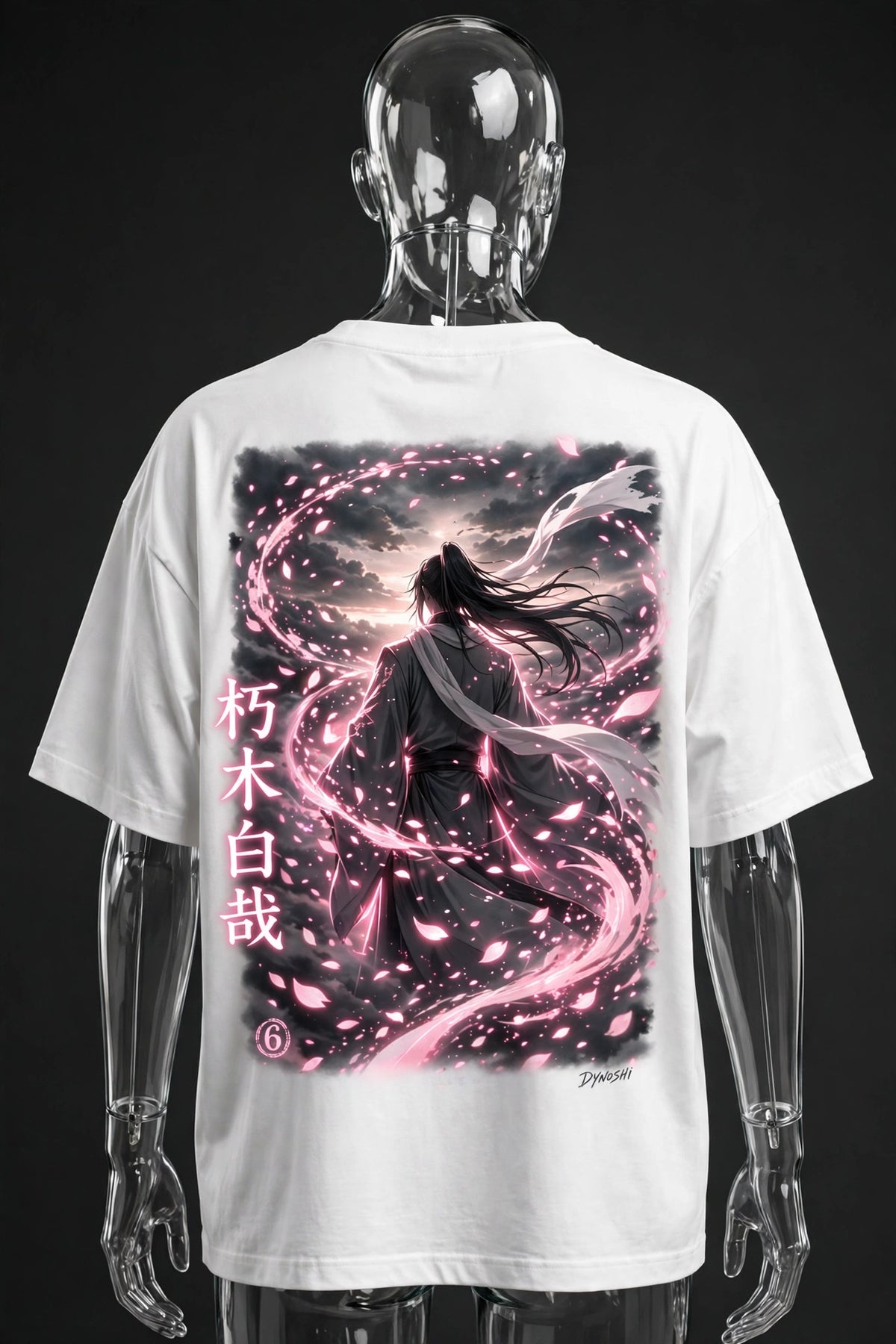 Byakuya Kuchiki - Petal Glow Silhouette - Premium Oversized Anime T-Shirt - DYNOSHI