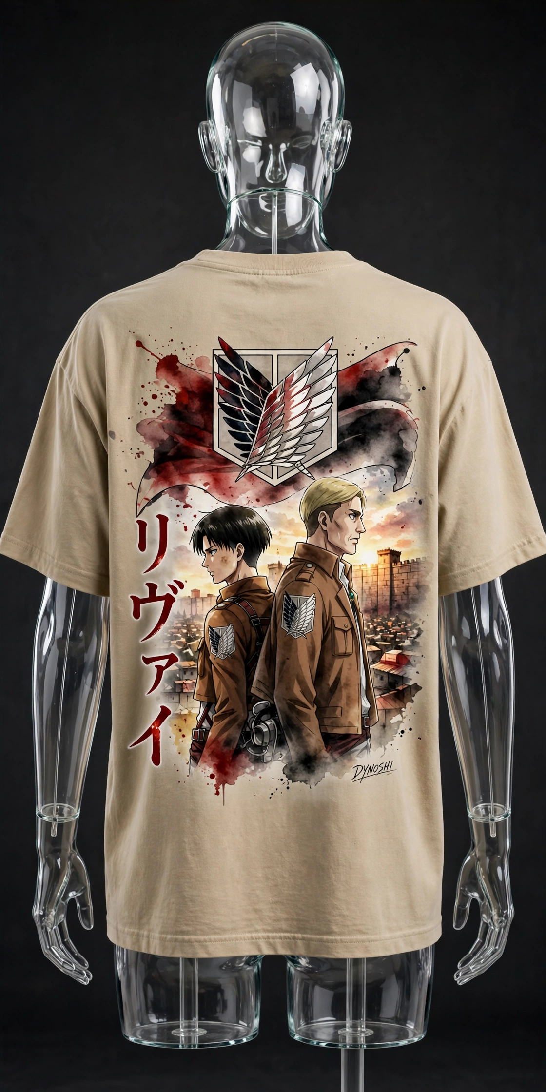 Levi Ackerman - Commanders' Bond Duo - Premium Oversized Anime T-Shirt - DYNOSHI