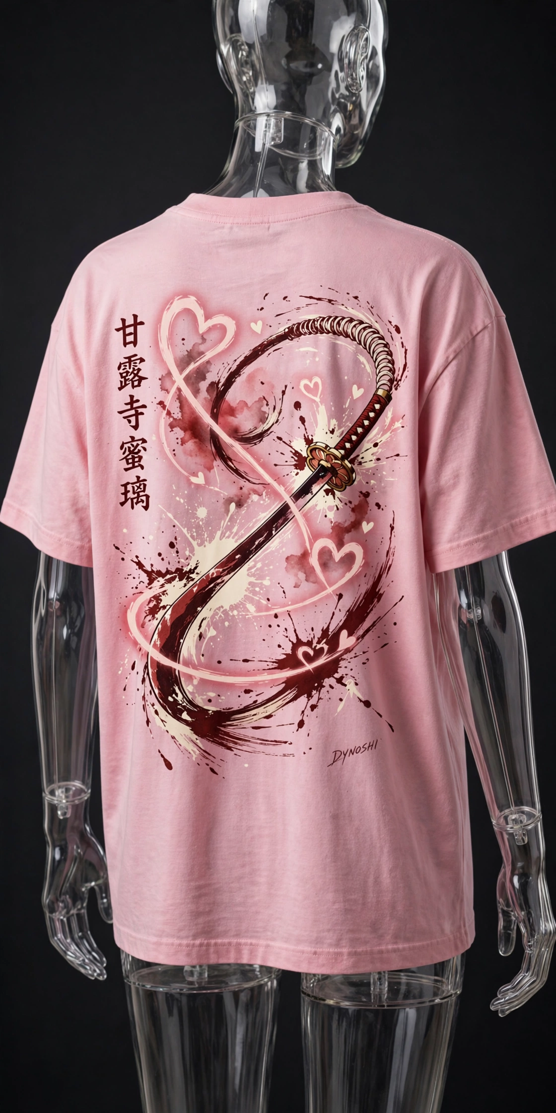 Mitsuri Kanroji - Whip Sword Display - Premium Oversized Anime T-Shirt - DYNOSHI