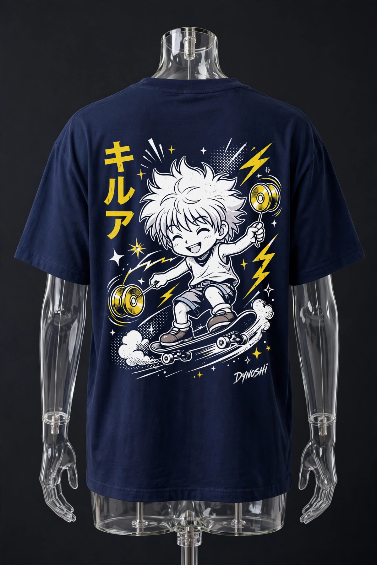 Killua Zoldyck - Chibi Skater - Premium Oversized Anime T-Shirt - DYNOSHI