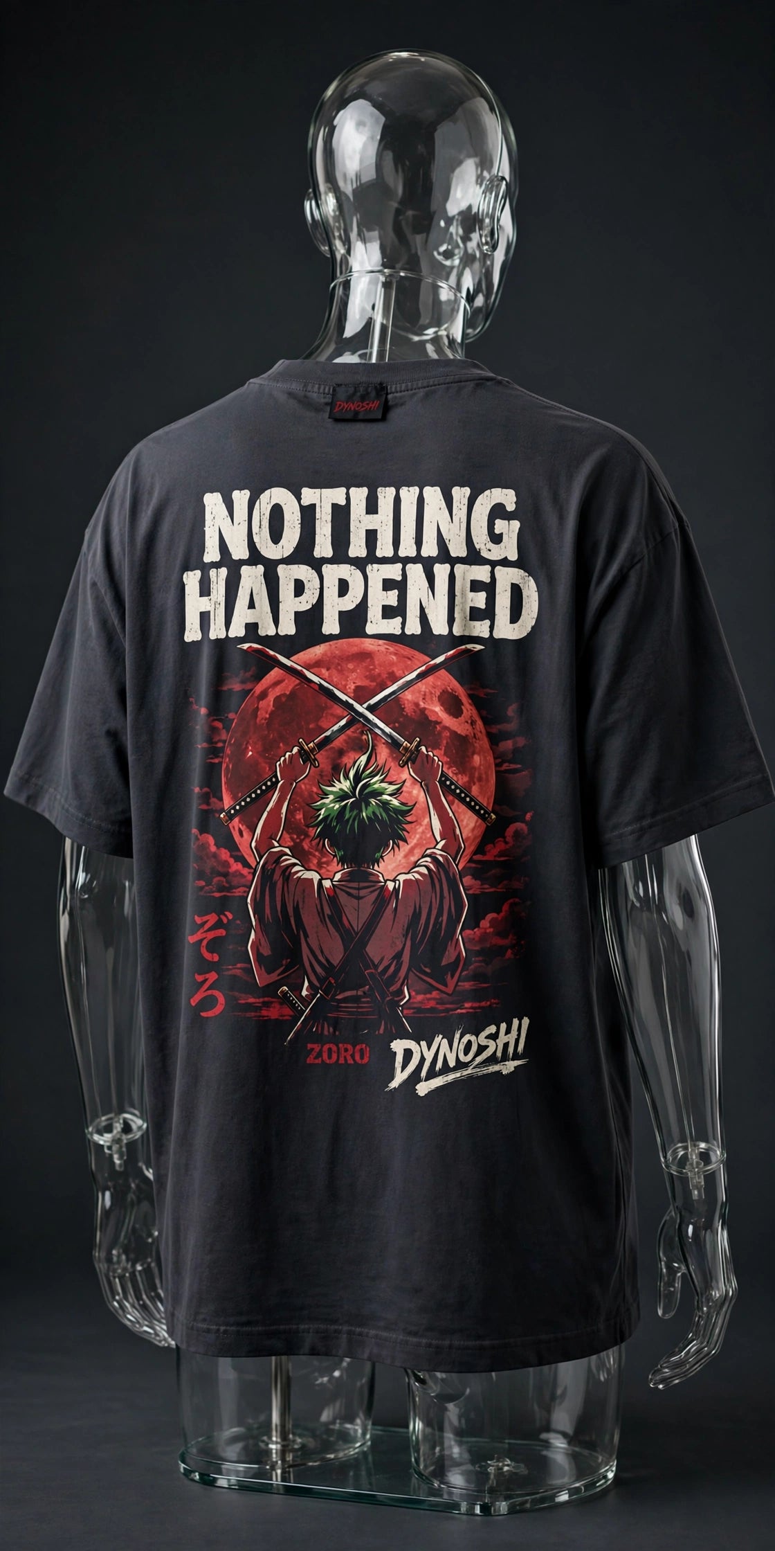 Zoro - Nothing Happened - Premium Oversized Anime T-Shirt - DYNOSHI