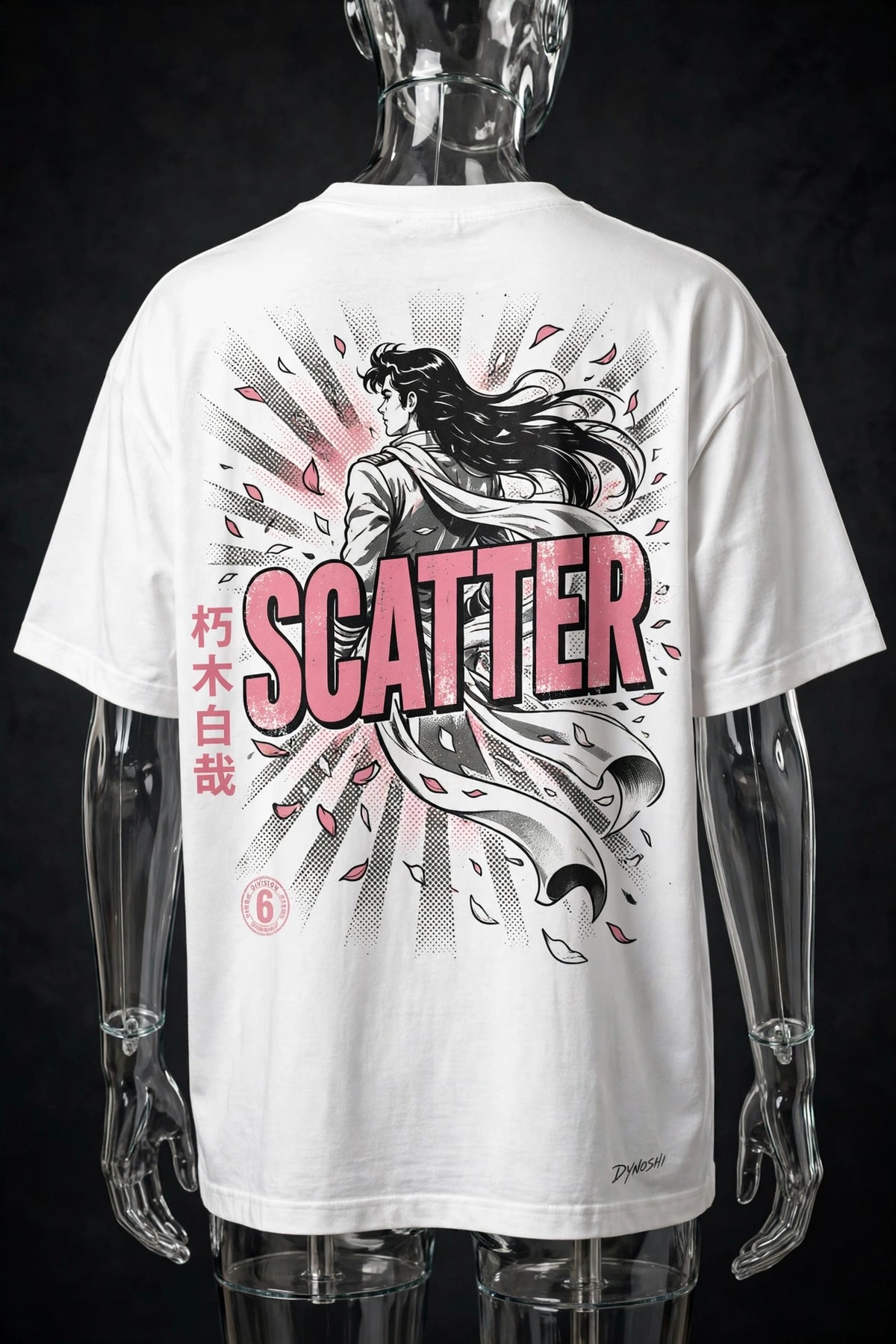 Byakuya Kuchiki - SCATTER Mantra - Premium Oversized Anime T-Shirt - DYNOSHI