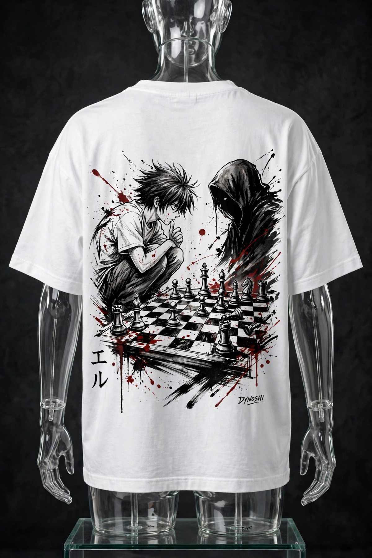 L Lawliet - Kira Chess Standoff - Premium Oversized Anime T-Shirt - DYNOSHI
