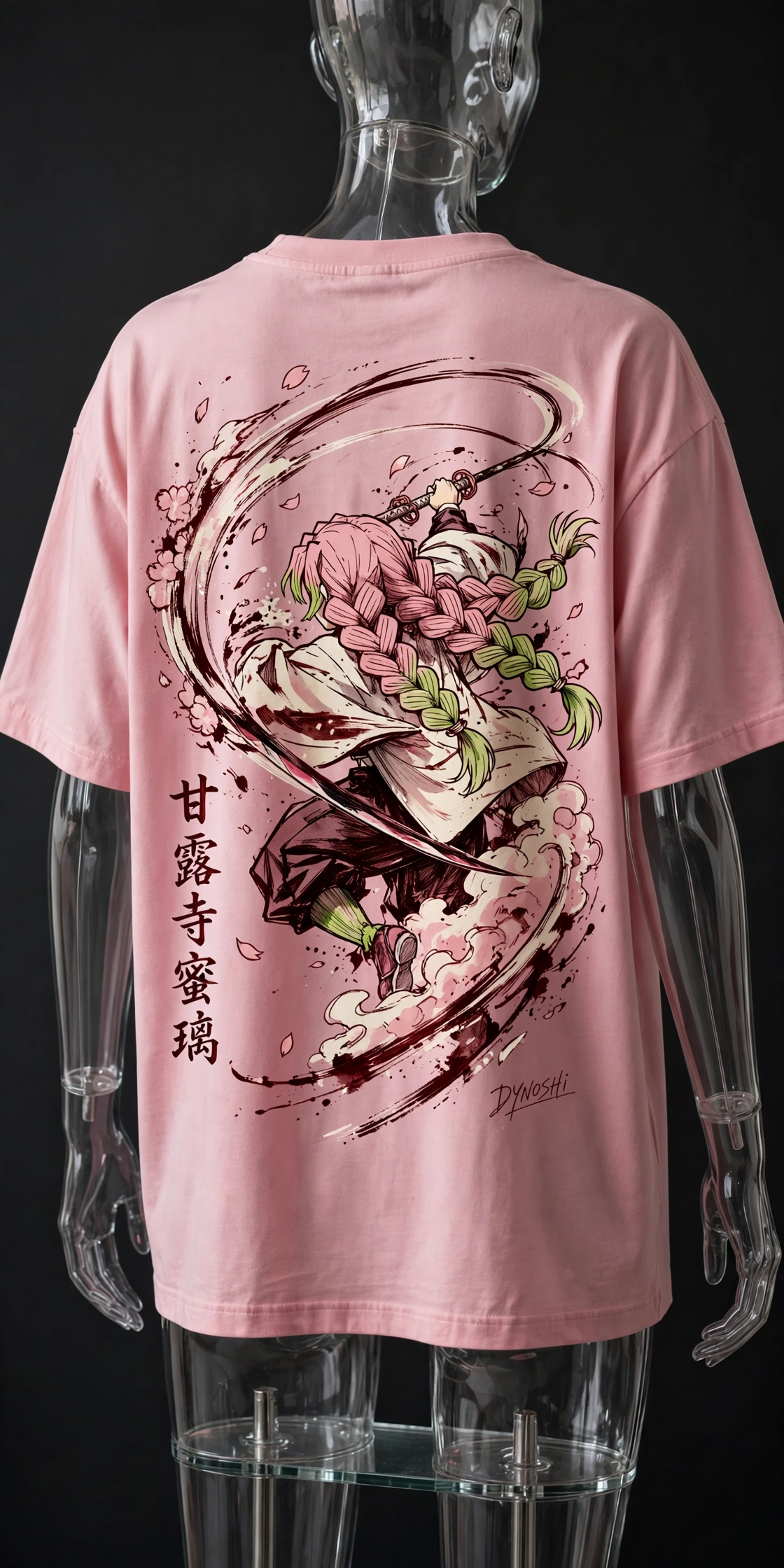 Mitsuri Kanroji - Love Breathing Form - Premium Oversized Anime T-Shirt - DYNOSHI