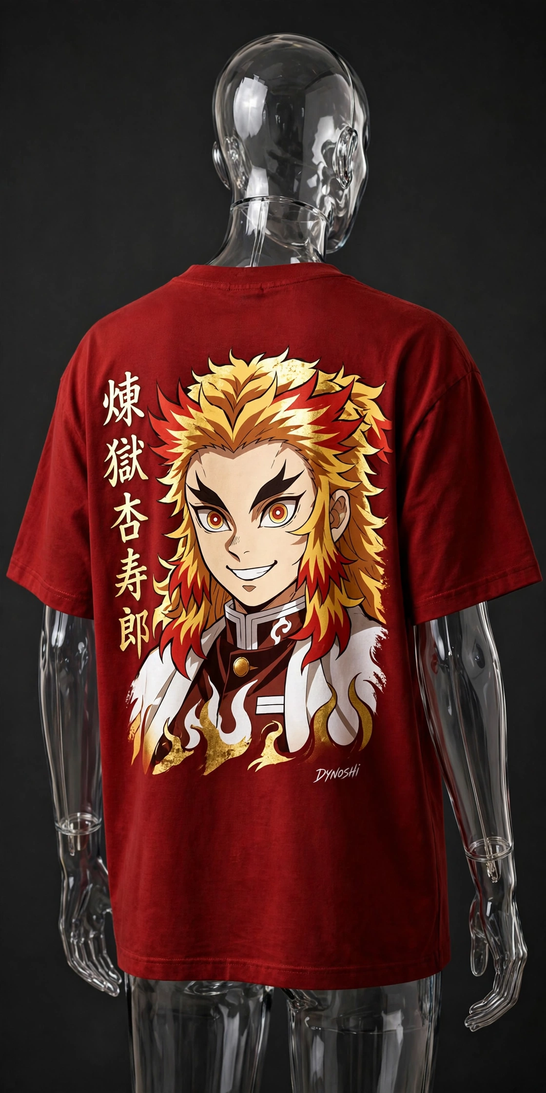 Kyojuro Rengoku - Flame Pillar Portrait - Premium Oversized Anime T-Shirt - DYNOSHI