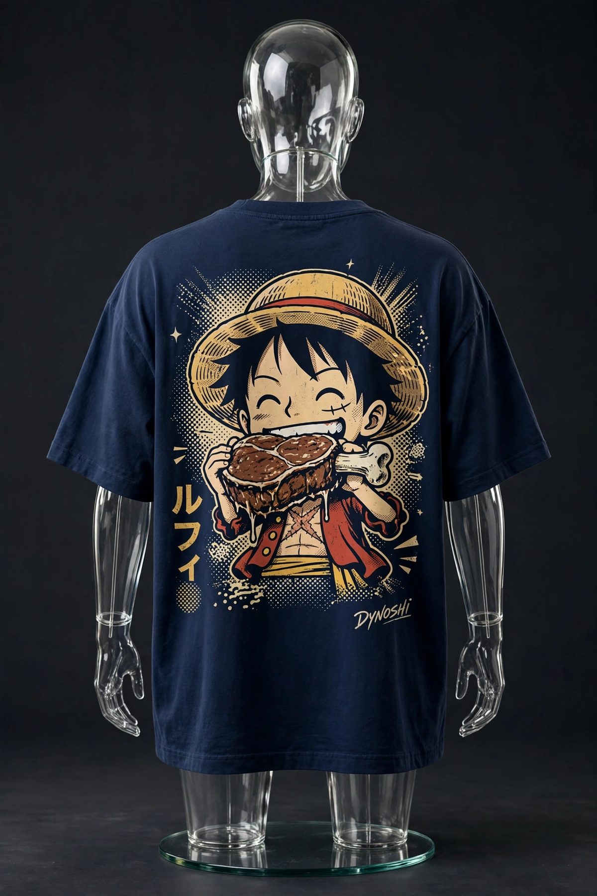 Monkey D. Luffy - Meat Feast Chibi - Premium Oversized Anime T-Shirt - DYNOSHI