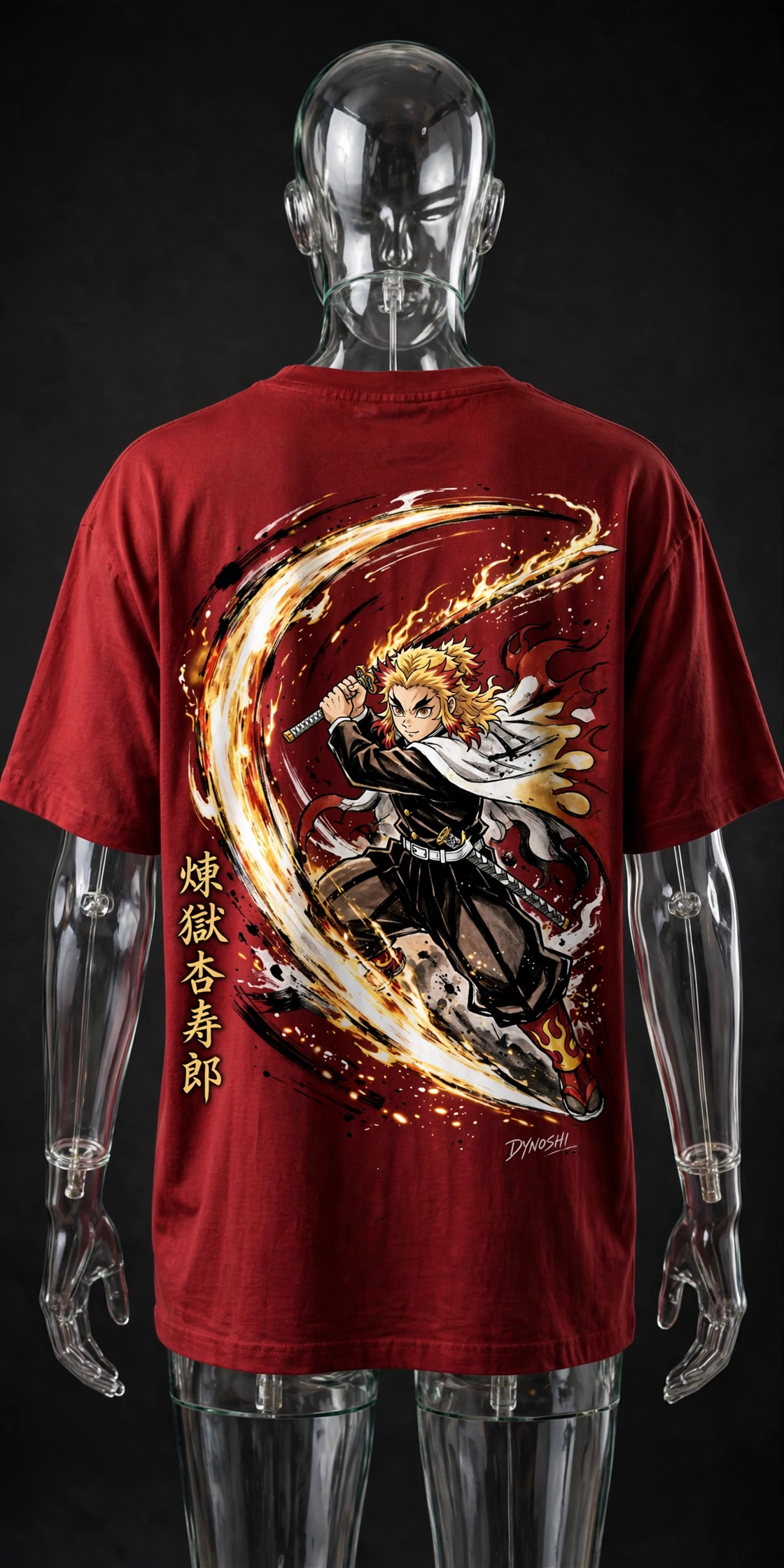 Kyojuro Rengoku - Flame Sword Arc - Premium Oversized Anime T-Shirt - DYNOSHI