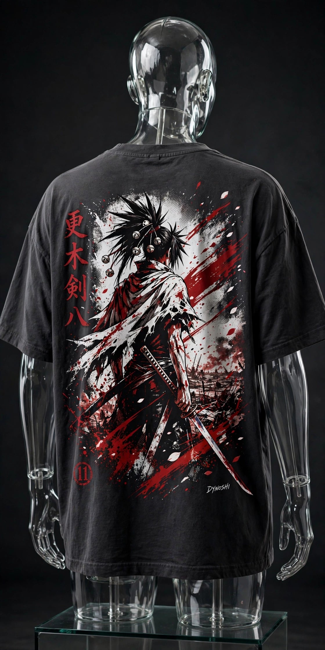 Kenpachi Zaraki - Battlefield Blood Petals - Premium Oversized Anime T-Shirt - DYNOSHI