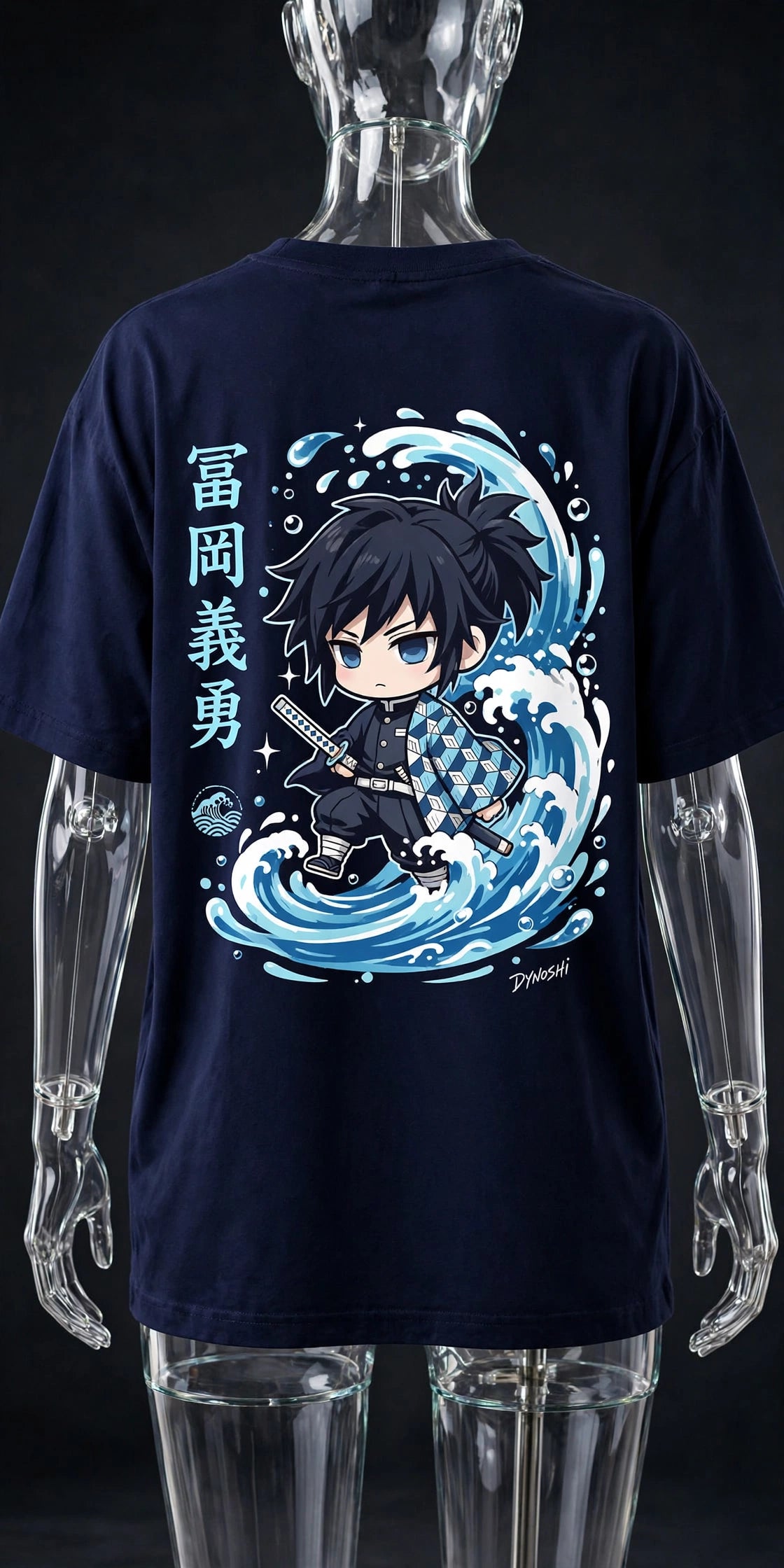 Giyu Tomioka - Chibi Wave Rider - Premium Oversized Anime T-Shirt - DYNOSHI