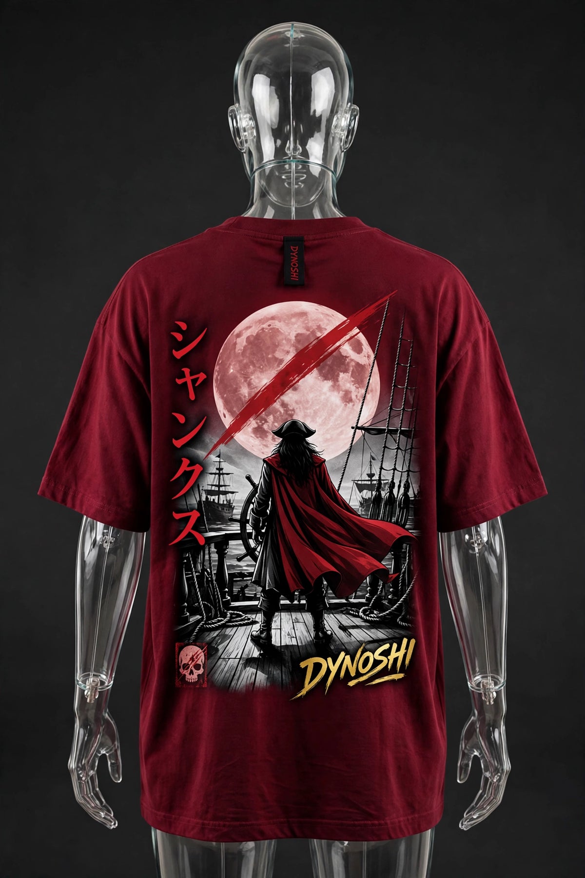 Shanks - Red Moon Voyage - Premium Oversized Anime T-Shirt - DYNOSHI