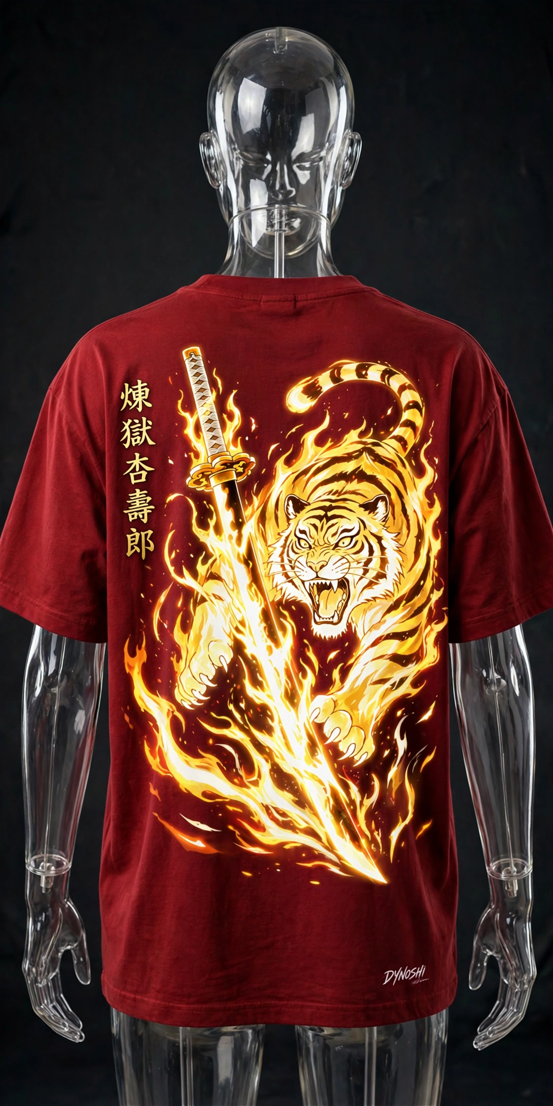 Kyojuro Rengoku - Flame Tiger Form - Premium Oversized Anime T-Shirt - DYNOSHI