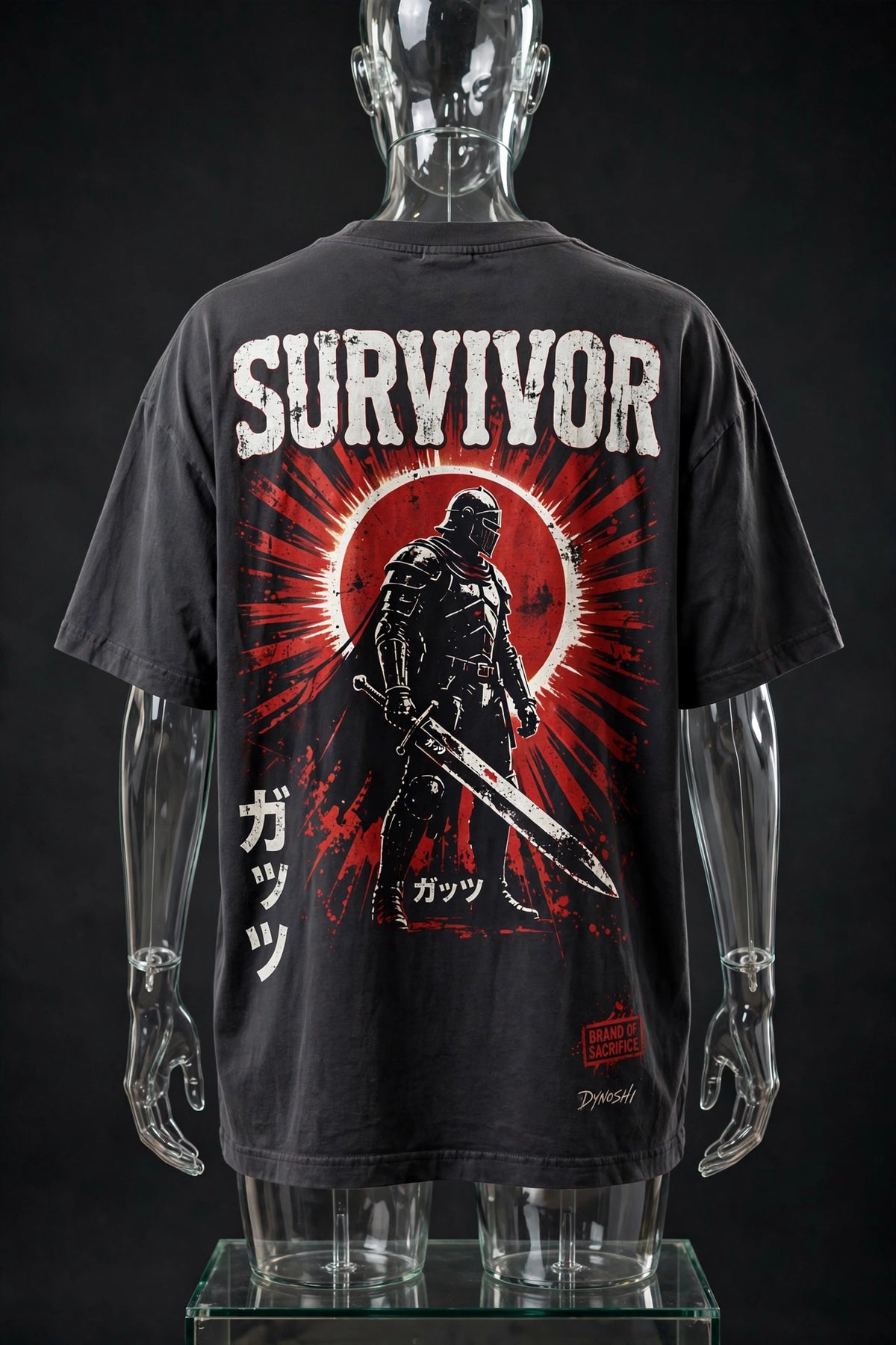 Guts - SURVIVOR Mantra - Premium Oversized Anime T-Shirt - DYNOSHI