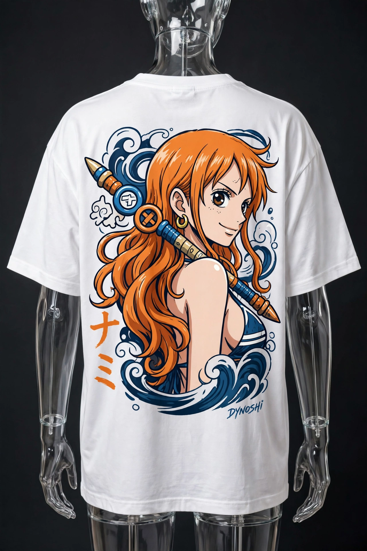 Nami - Confident Smirk Portrait - Premium Oversized Anime T-Shirt - DYNOSHI