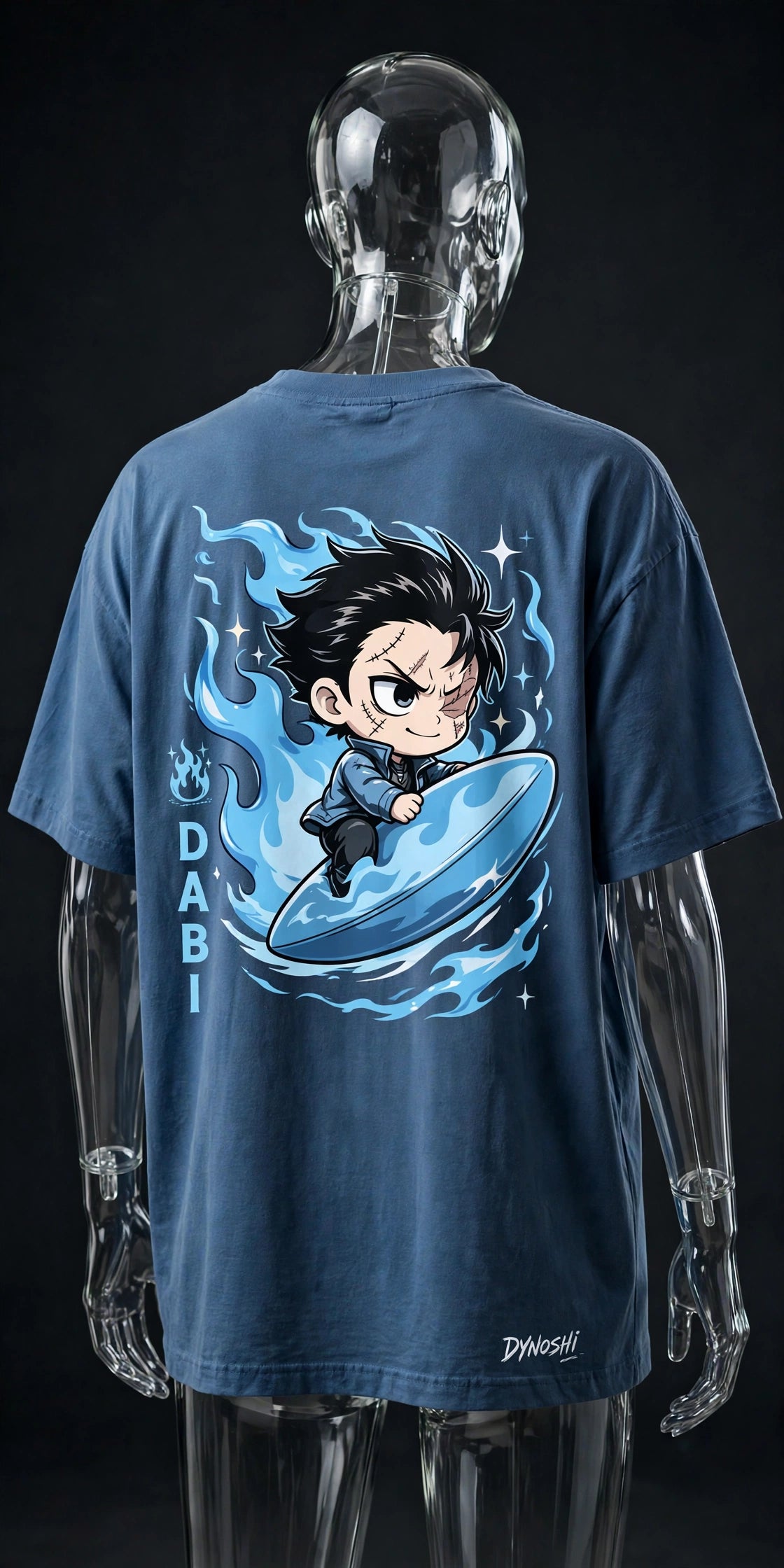 Dabi - Flame Surfer Chibi - Premium Oversized Anime T-Shirt - DYNOSHI