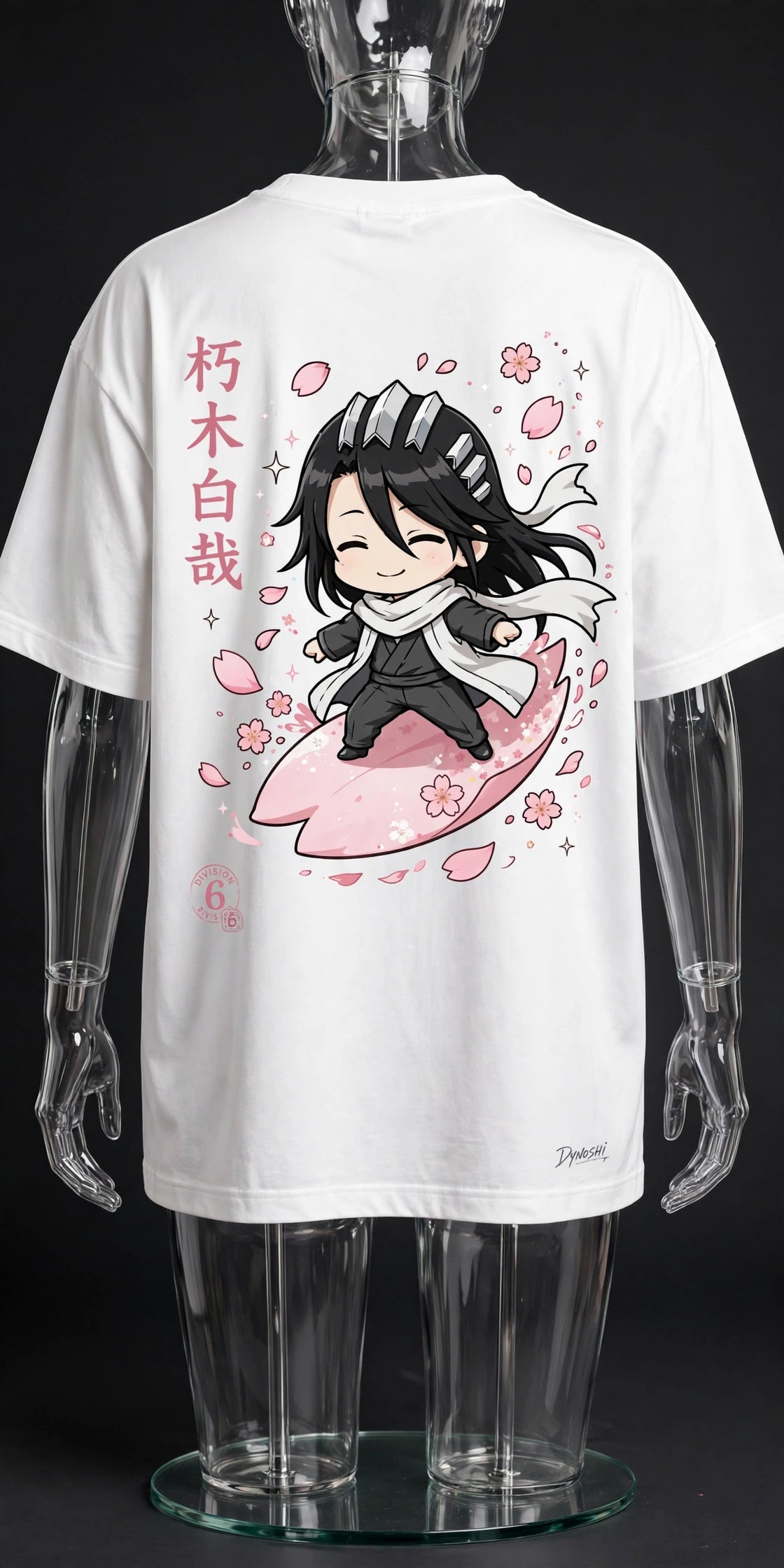 Byakuya Kuchiki - Petal Rider Chibi - Premium Oversized Anime T-Shirt - DYNOSHI