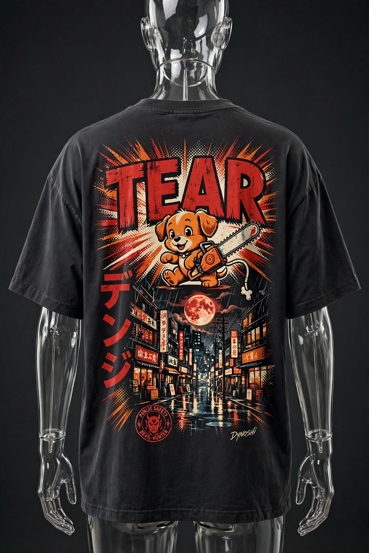 Denji - Tear Mantra - Premium Oversized Anime T-Shirt - DYNOSHI