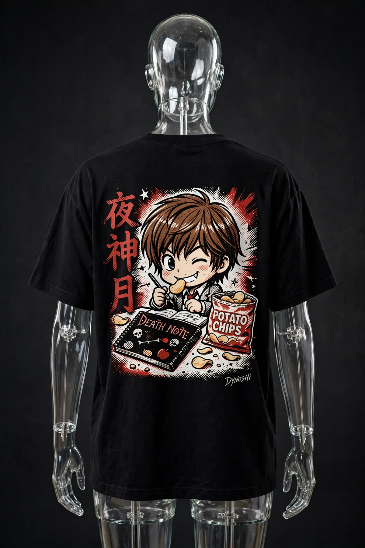 Light Yagami - Chibi Potato Chips Kira - Premium Oversized Anime T-Shirt - DYNOSHI