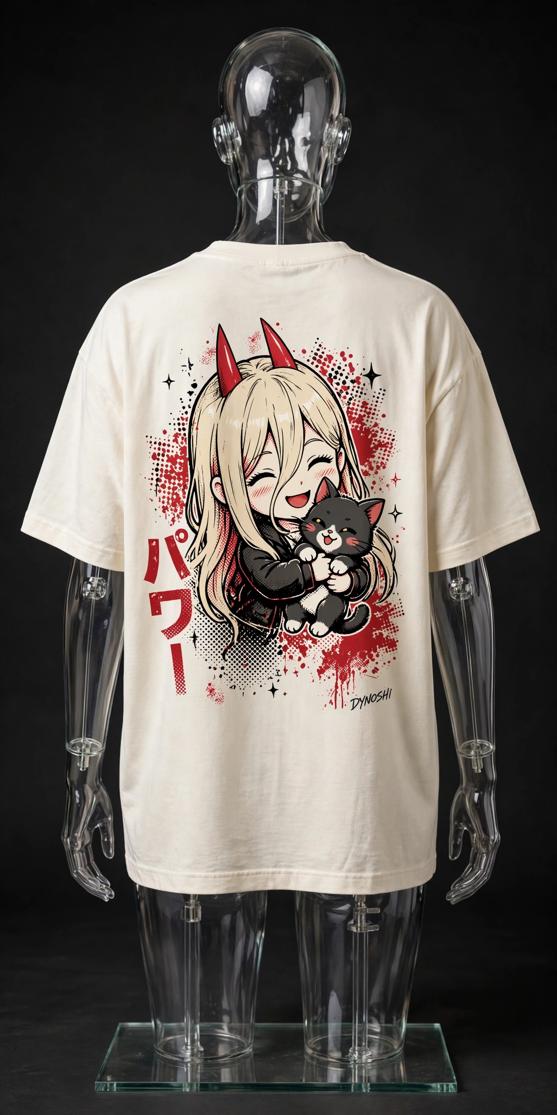 Power - Meowy Chibi - Premium Oversized Anime T-Shirt - DYNOSHI