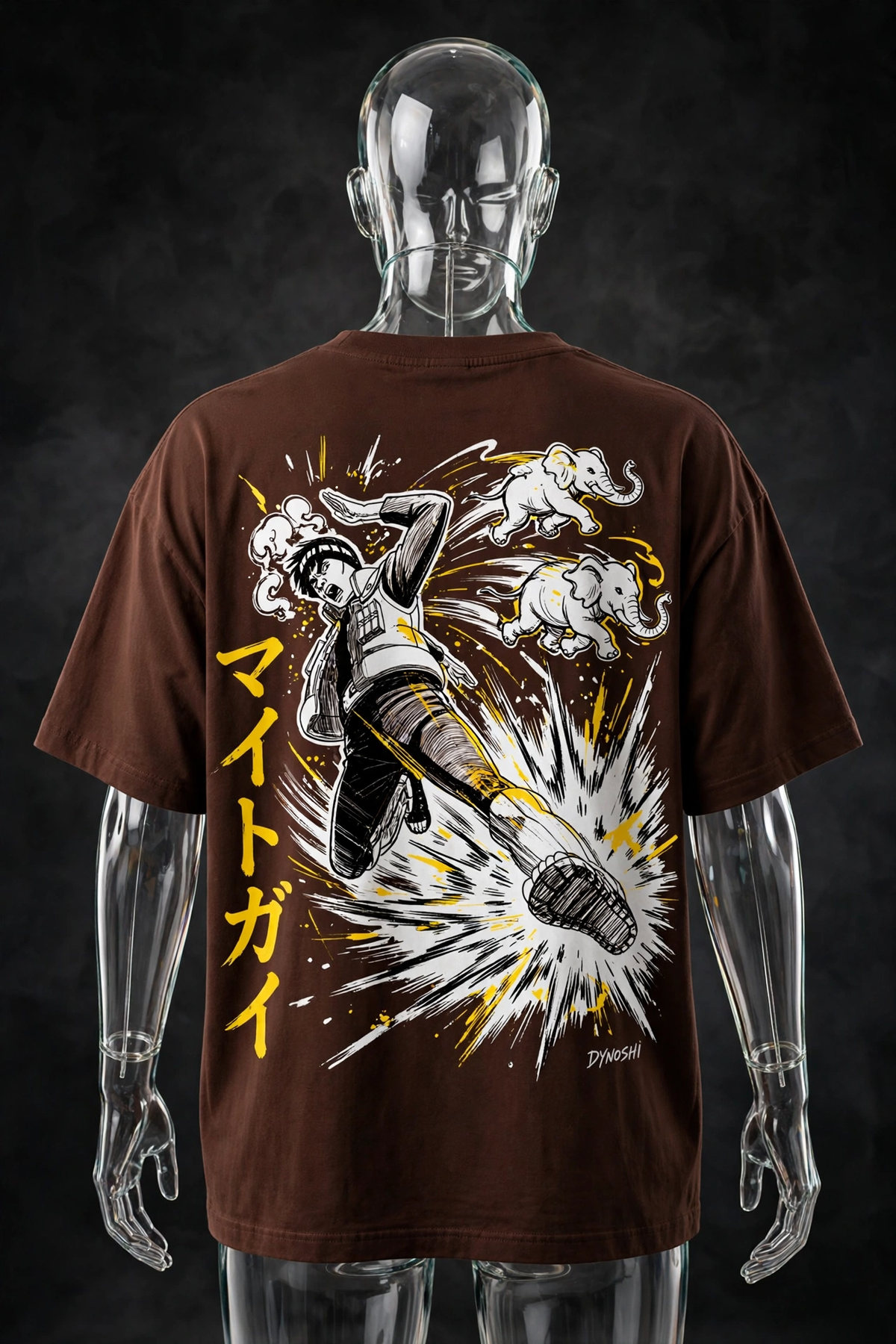 Might Guy - Evening Elephant Kick - Premium Oversized Anime T-Shirt - DYNOSHI