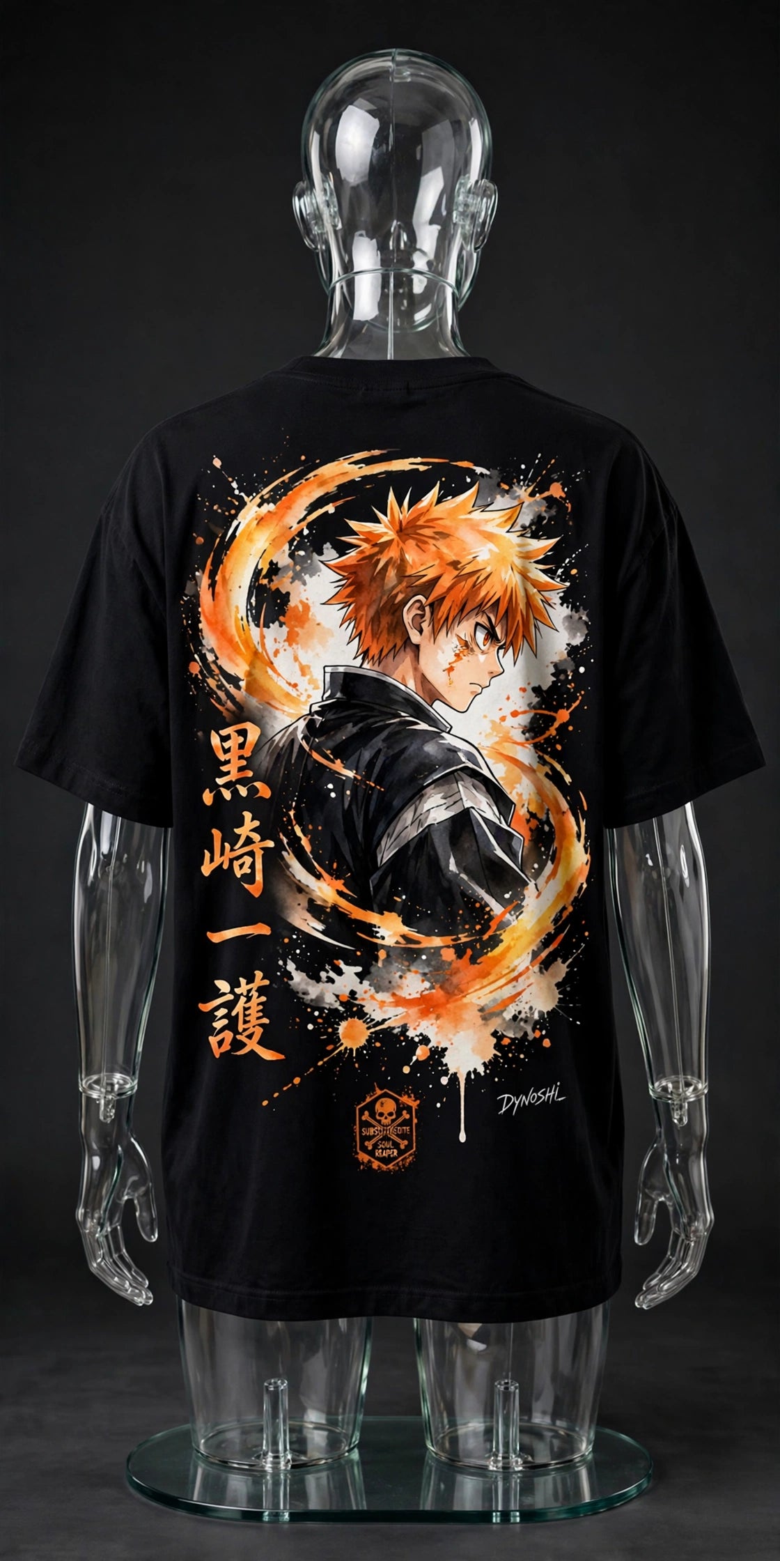 Ichigo Kurosaki - Reaper's Gaze Portrait - Premium Oversized Anime T-Shirt - DYNOSHI