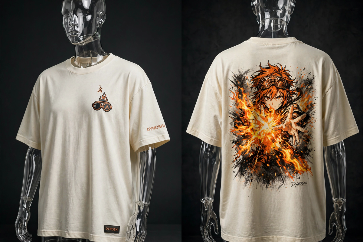 Mira - Flame Burst - Premium Oversized Anime T-Shirt - DYNOSHI