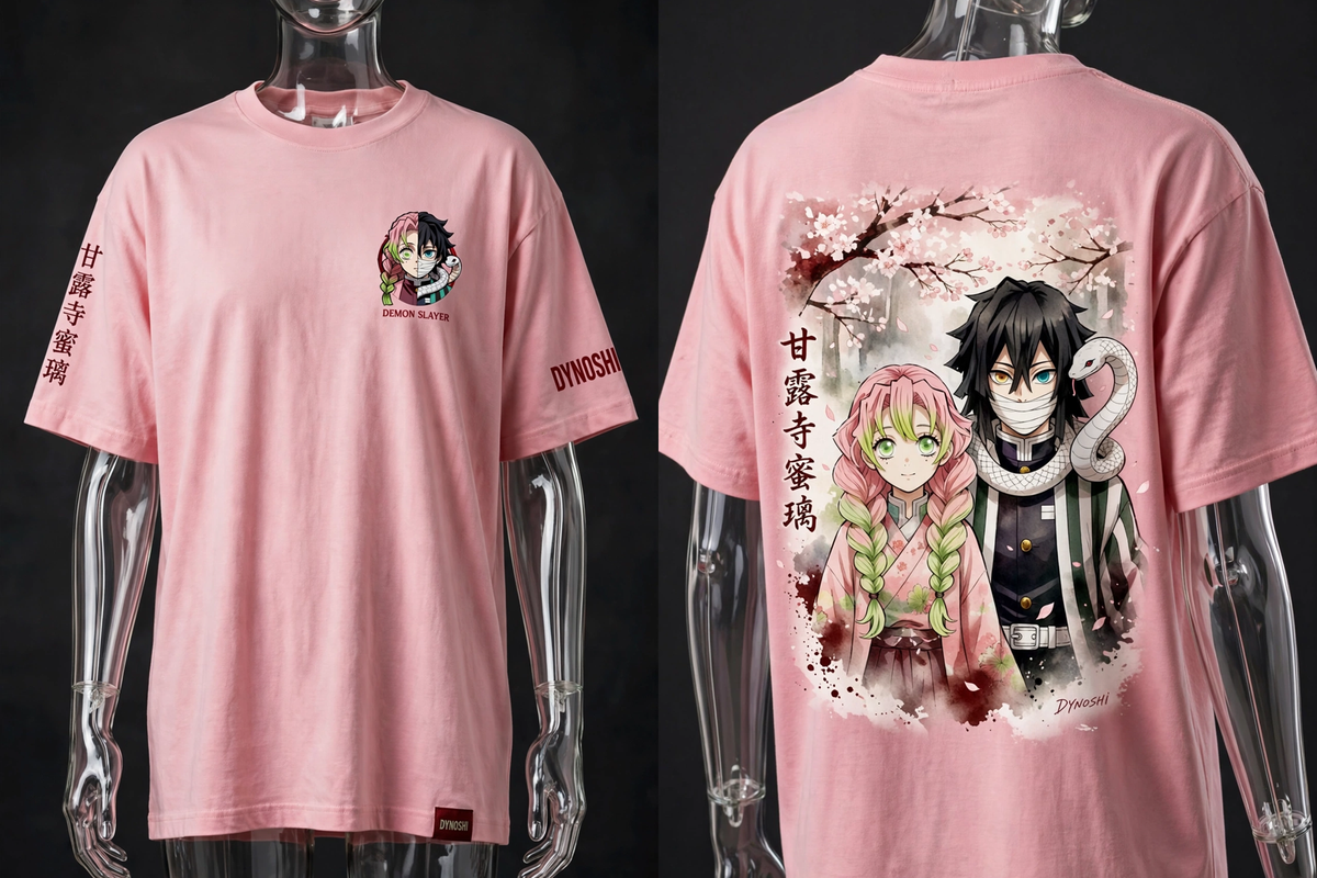 Mitsuri Kanroji - Quiet Bond Duo - Premium Oversized Anime T-Shirt - DYNOSHI