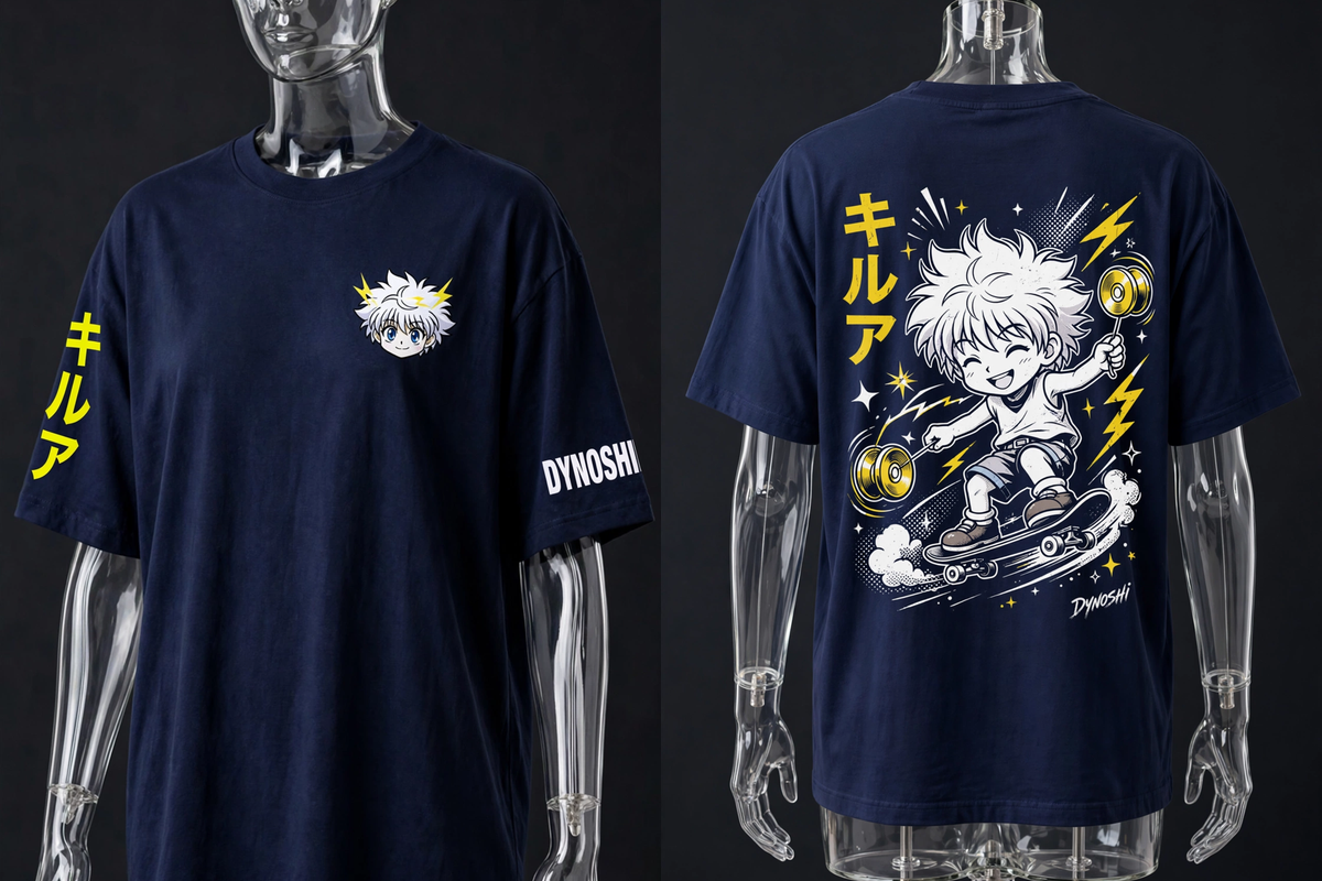 Killua Zoldyck - Chibi Skater - Premium Oversized Anime T-Shirt - DYNOSHI