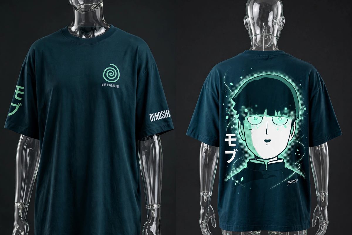 Mob Shigeo - Deadpan Portrait - Premium Oversized Anime T-Shirt - DYNOSHI