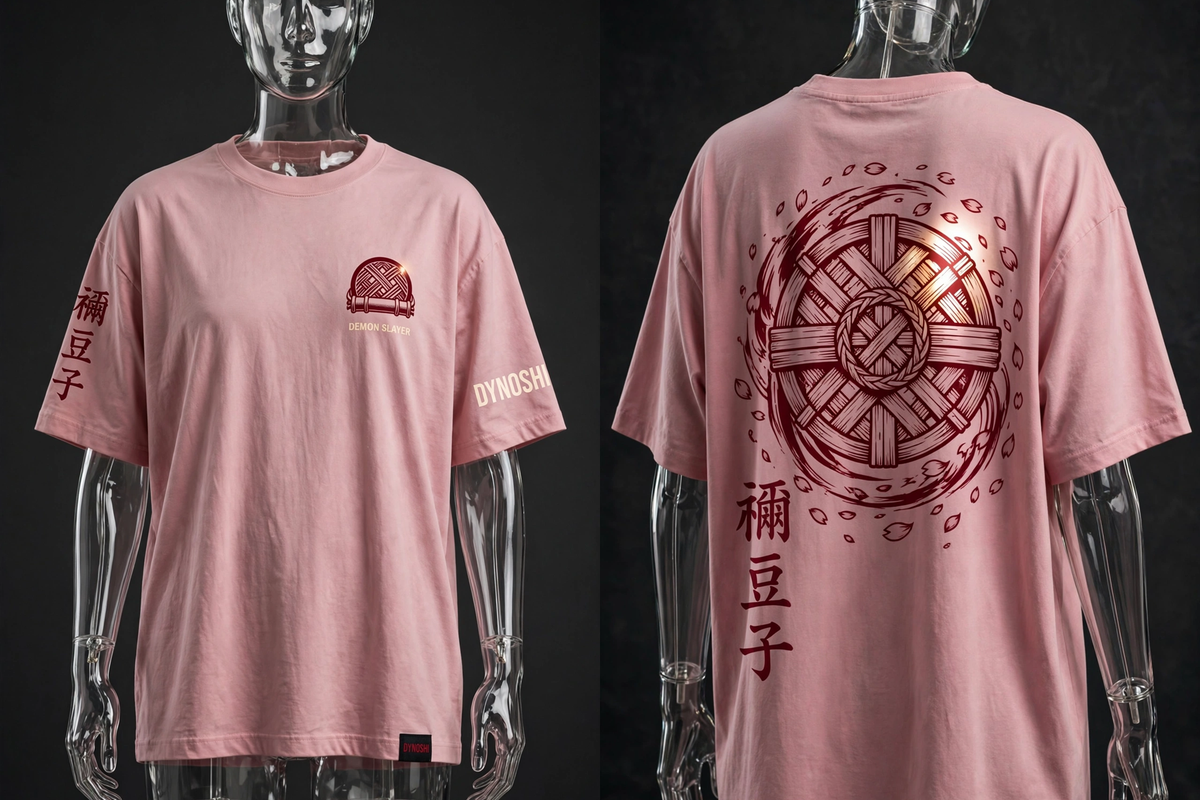 Nezuko Kamado - Muzzle Sakura Emblem - Premium Oversized Anime T-Shirt - DYNOSHI