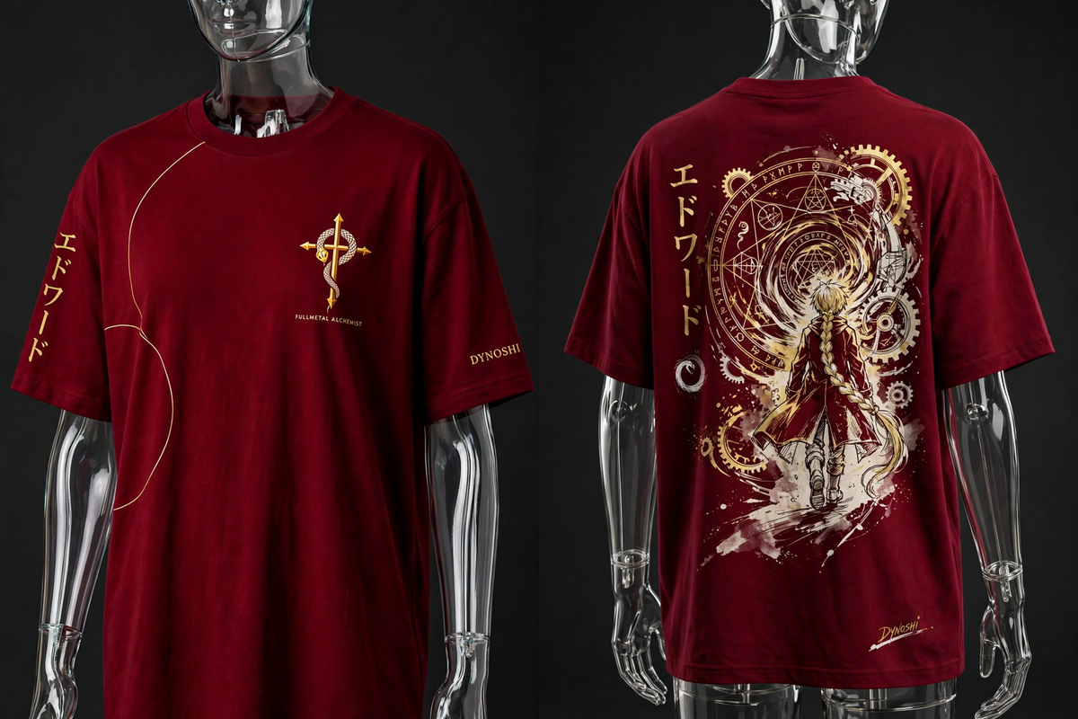 Edward Elric - Circle Vortex Stance - Premium Oversized Anime T-Shirt - DYNOSHI