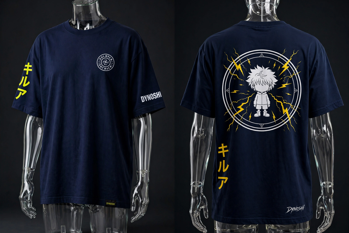Killua Zoldyck - Zoldyck Crest Emblem - Premium Oversized Anime T-Shirt - DYNOSHI