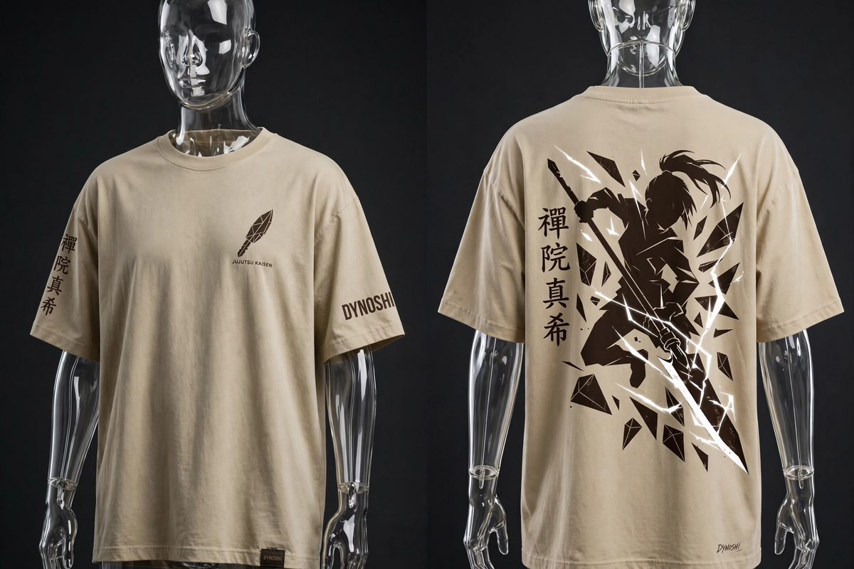 Maki Zenin - Polearm Strike Silhouette - Premium Oversized Anime T-Shirt - DYNOSHI