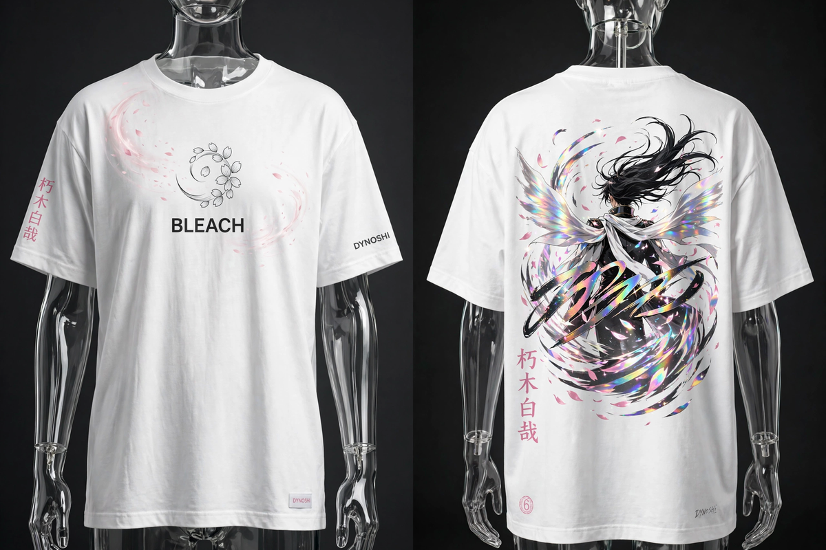 Byakuya Kuchiki - Petal Ascension - Premium Oversized Anime T-Shirt - DYNOSHI