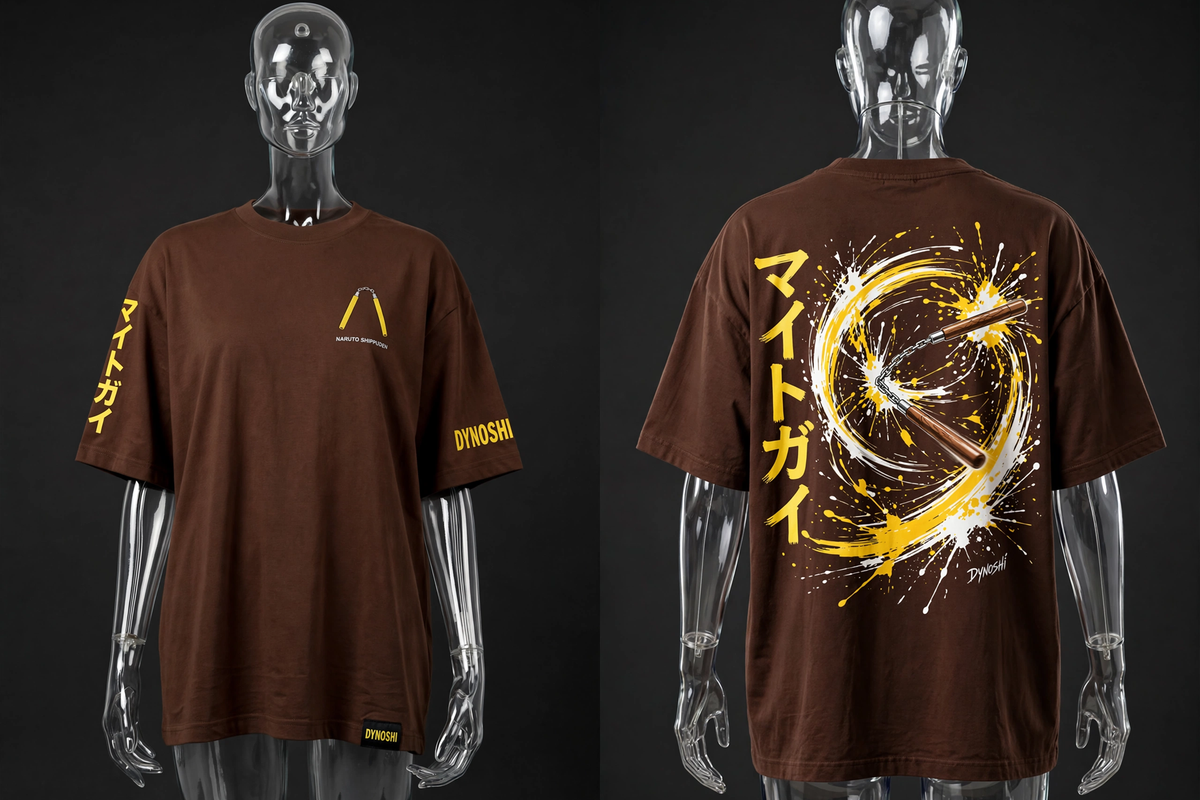 Might Guy - Nunchaku Spin - Premium Oversized Anime T-Shirt - DYNOSHI
