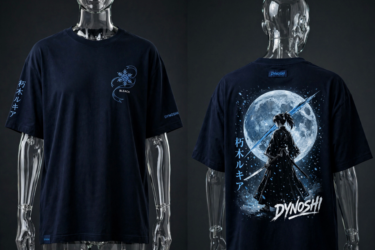 Rukia - Snowy Moon - Premium Oversized Anime T-Shirt - DYNOSHI