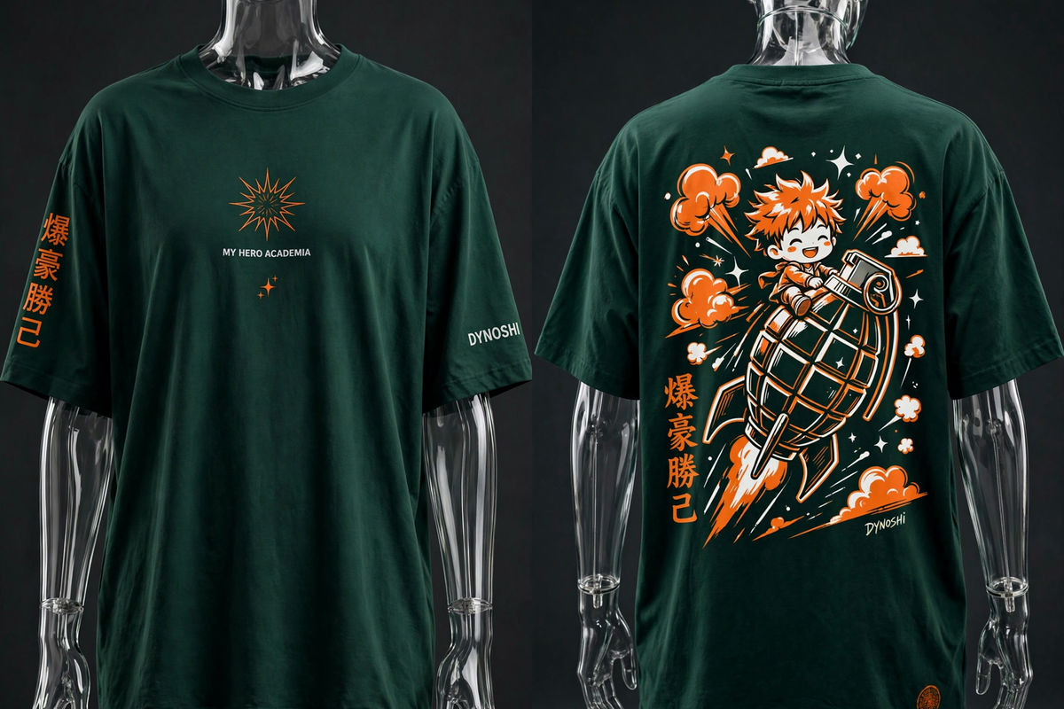 Katsuki Bakugo - Chibi Grenade Rocket - Premium Oversized Anime T-Shirt - DYNOSHI