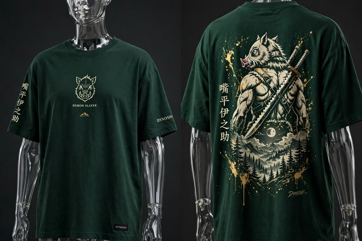 Inosuke Hashibira - Boar King's Mountain - Premium Oversized Anime T-Shirt - DYNOSHI