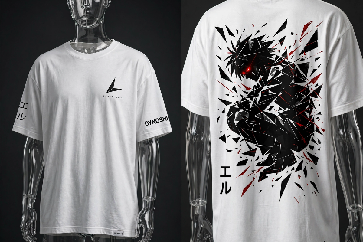 L Lawliet - Shattered Mind Silhouette - Premium Oversized Anime T-Shirt - DYNOSHI
