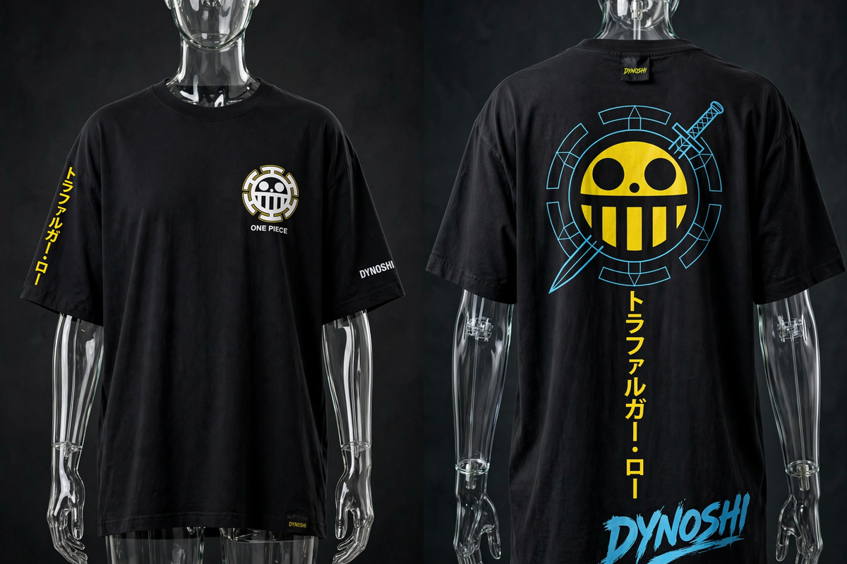 Trafalgar Law - Heart Pirates Crest - Premium Oversized Anime T-Shirt - DYNOSHI