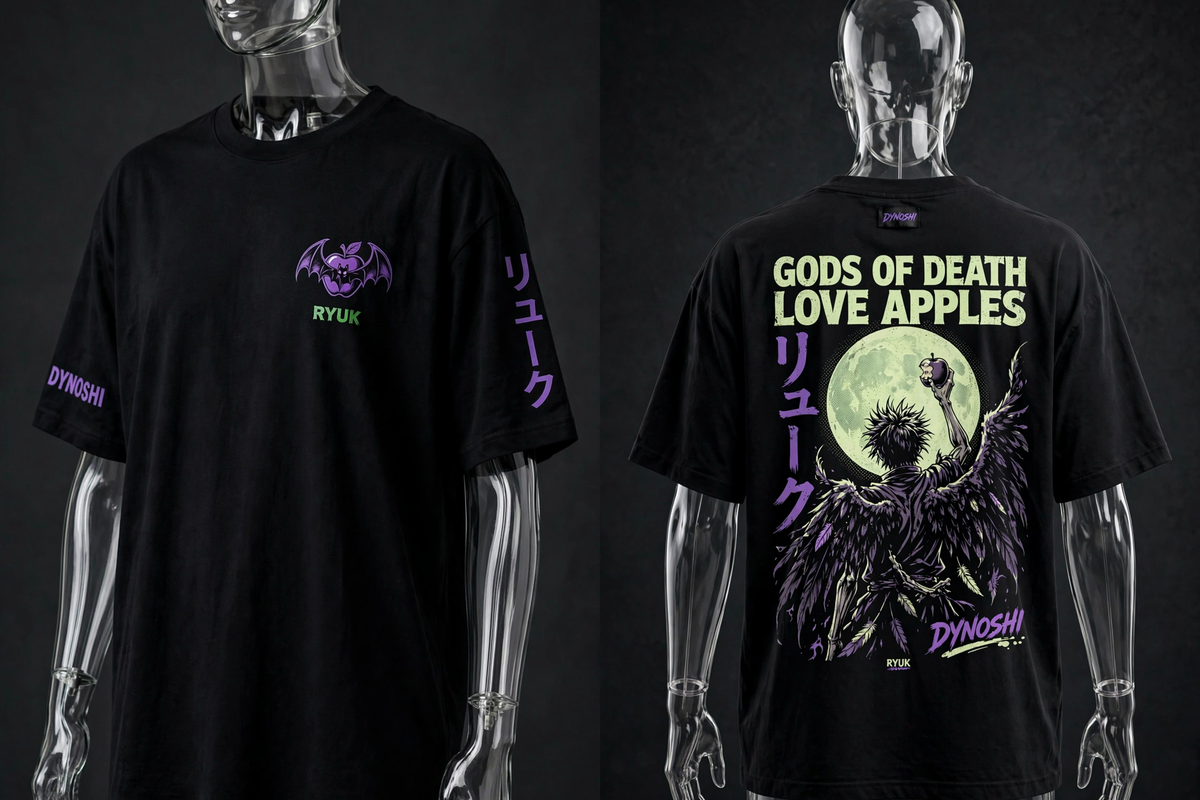 Ryuk - Gods of Death Love Apples - Premium Oversized Anime T-Shirt - DYNOSHI
