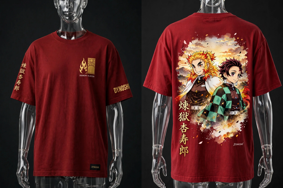 Kyojuro Rengoku - Mentor's Bond Duo - Premium Oversized Anime T-Shirt - DYNOSHI