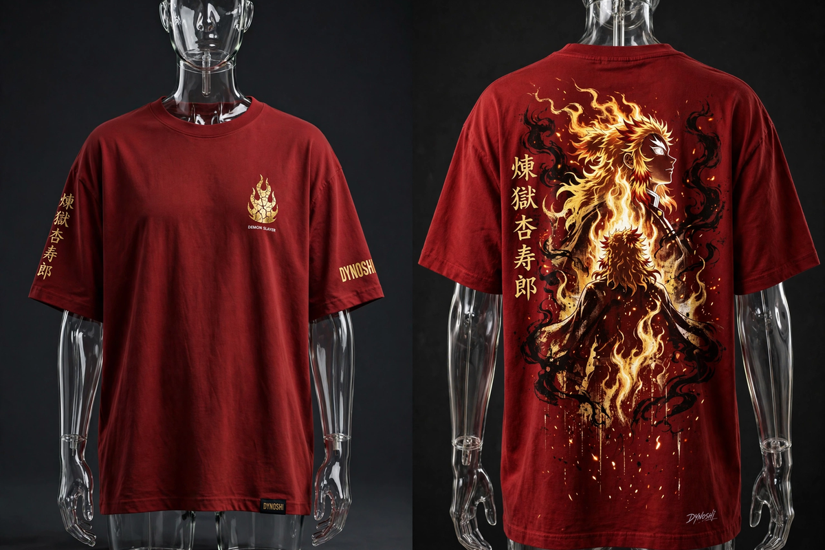 Kyojuro Rengoku - Burning Spirit - Premium Oversized Anime T-Shirt - DYNOSHI