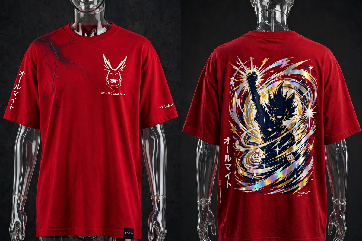 All Might - Holographic Triumph - Premium Oversized Anime T-Shirt - DYNOSHI