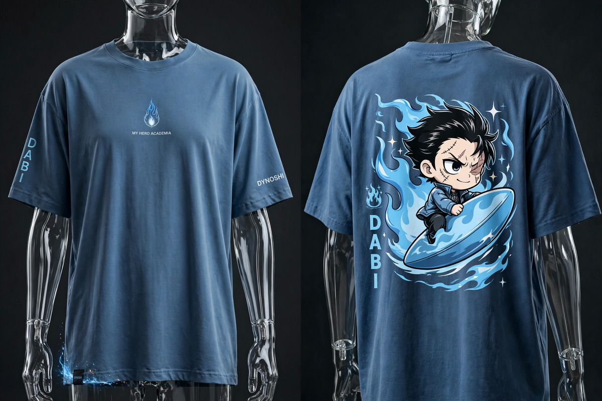 Dabi - Flame Surfer Chibi - Premium Oversized Anime T-Shirt - DYNOSHI