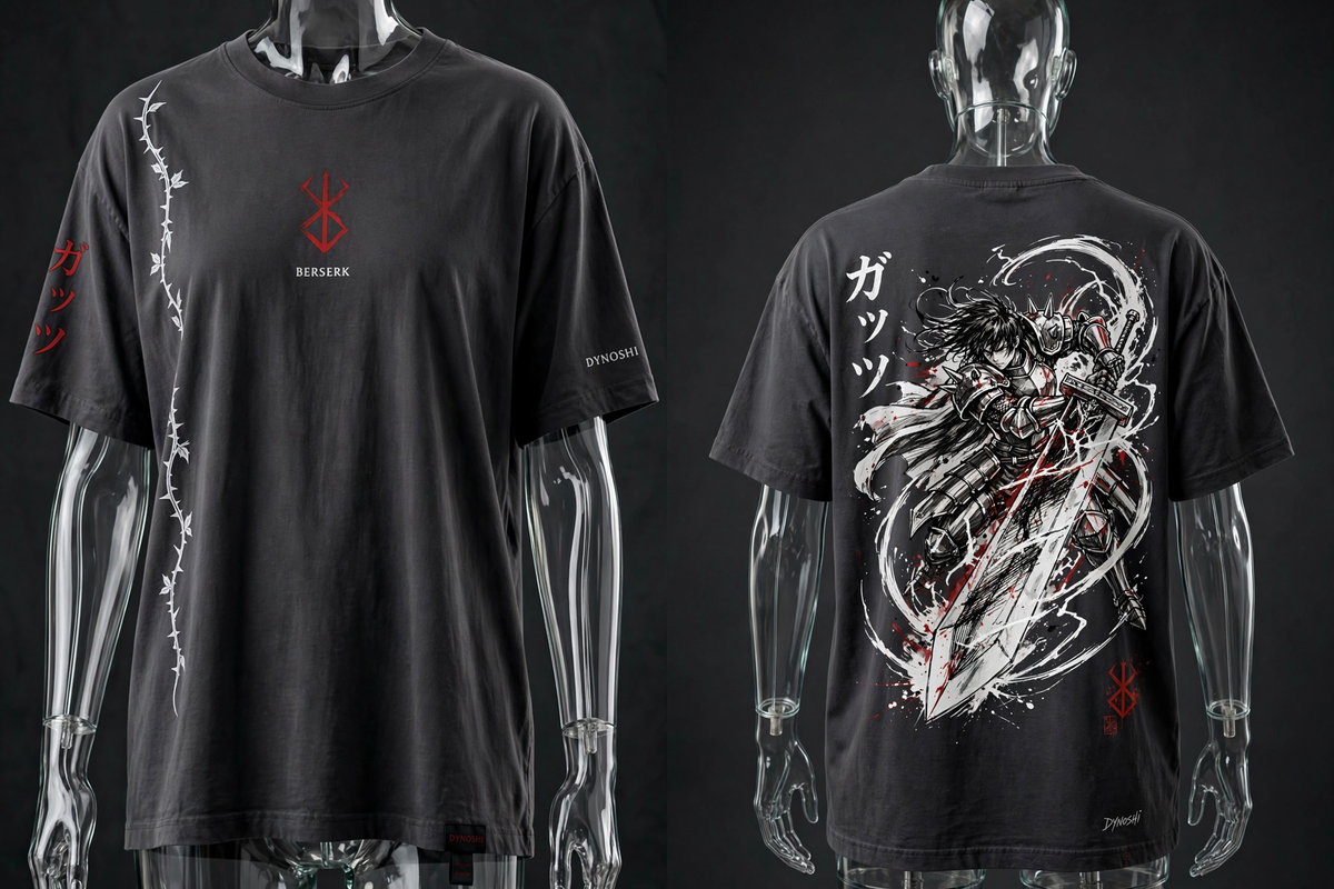 Guts - Greatsword Swing Stance - Premium Oversized Anime T-Shirt - DYNOSHI