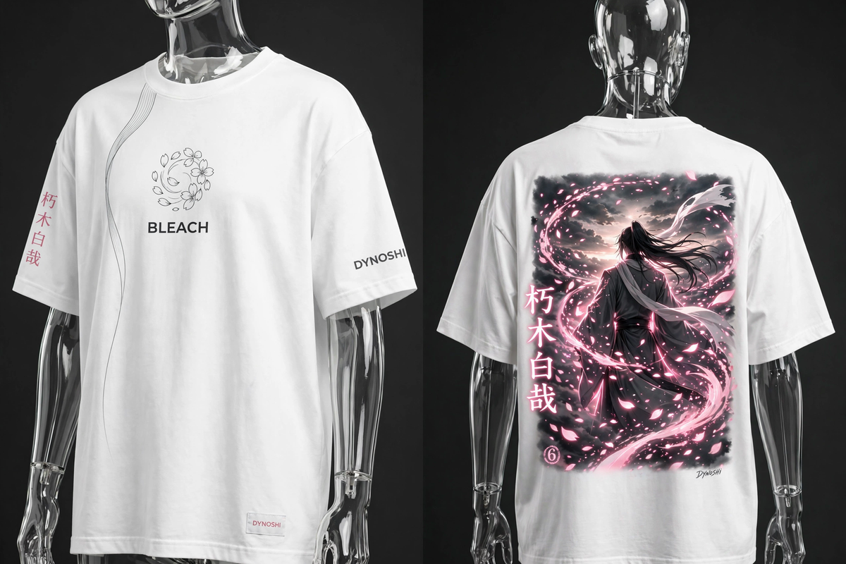 Byakuya Kuchiki - Petal Glow Silhouette - Premium Oversized Anime T-Shirt - DYNOSHI