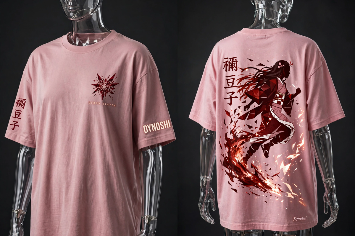 Nezuko Kamado - Exploding Blood Silhouette - Premium Oversized Anime T-Shirt - DYNOSHI