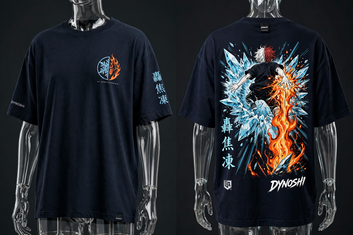 Shoto Todoroki - Elements Collide - Premium Oversized Anime T-Shirt - DYNOSHI